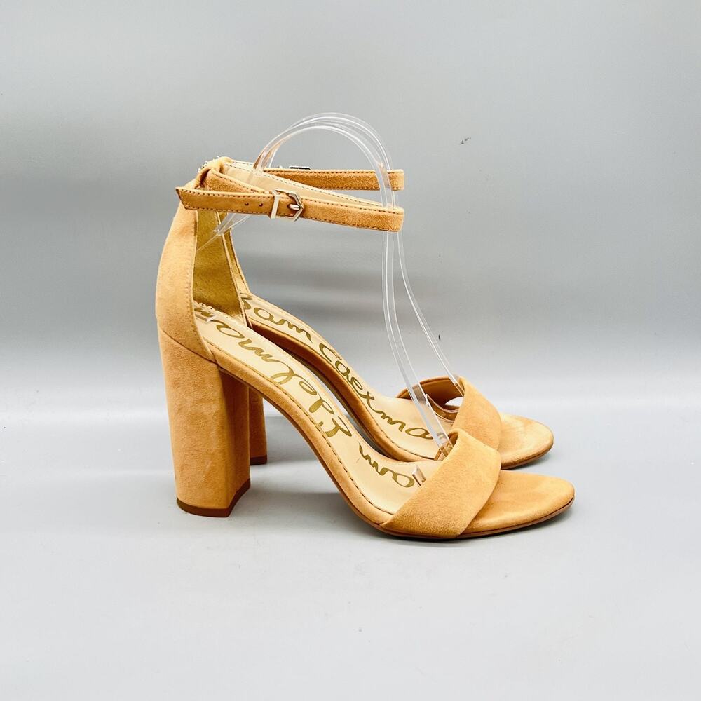 Sam Edelman Sandals Womens 9 Beige Suede Yaro Ankle Strap Block Heel Shoes